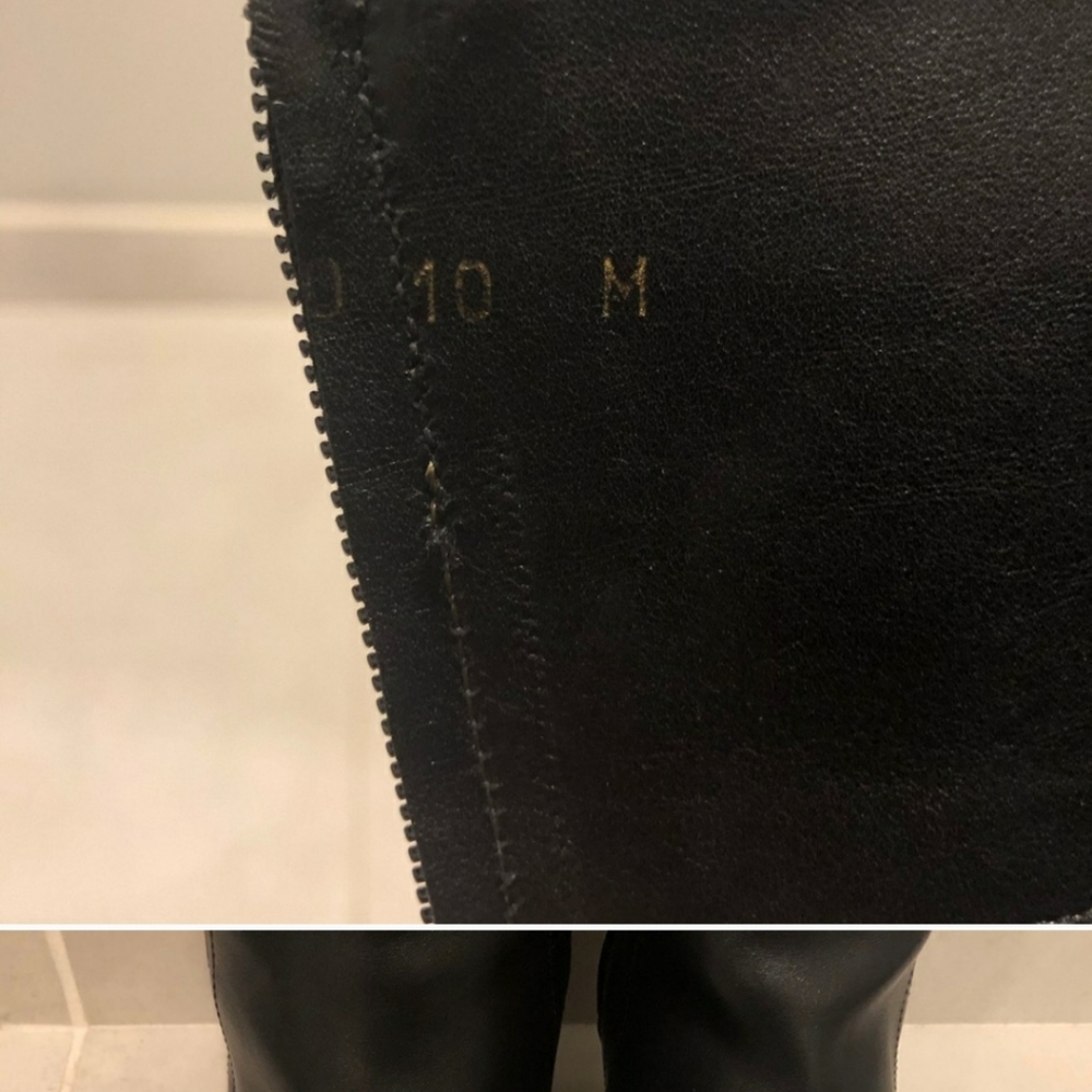 Salvatore Ferragamo Black Leather Heeled Boots with Gold Chain Trim - Picture 7 of 9